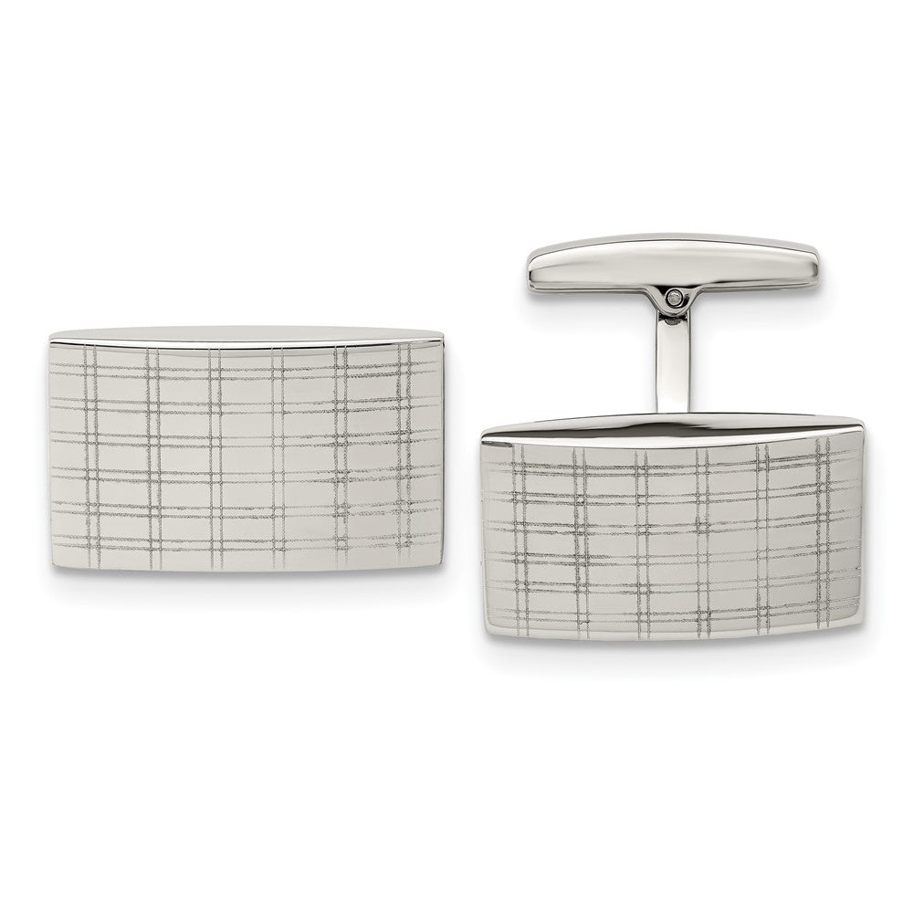 Stainless Steel Polished Laser Design CufflinksSRC309