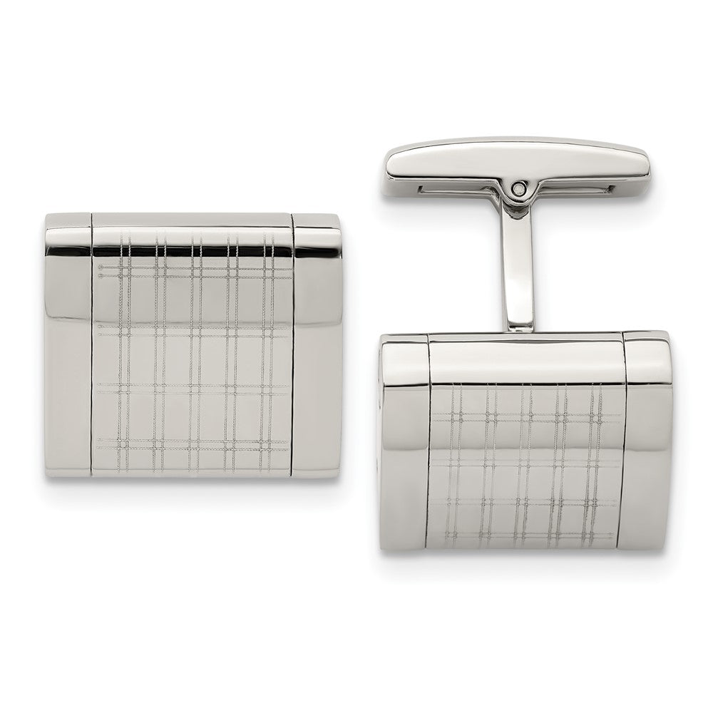 Stainless Steel Polished Laser Design CufflinksSRC310