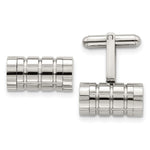 Load image into Gallery viewer, Stainless Steel Polished Grooved Cylinder CufflinksSRC312