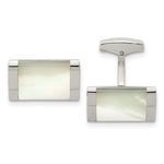 Load image into Gallery viewer, Stainless Steel Polished Mother of Pearl CufflinksSRC314
