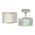 Load image into Gallery viewer, Stainless Steel Polished Mother of Pearl CZ CufflinksSRC315