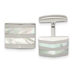 Load image into Gallery viewer, Stainless Steel Polished Mother Of Pearl Square CufflinksSRC316