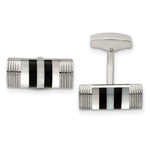 Load image into Gallery viewer, Stainless Steel Polished Mother of Pearl And Onyx CufflinksSRC317