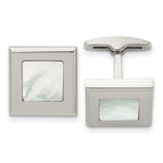 Load image into Gallery viewer, Stainless Steel Polished Mother of Pearl CufflinksSRC321