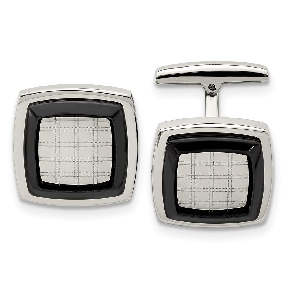 Stainless Steel Polished Black IP-plated CufflinksSRC324