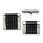 Load image into Gallery viewer, Stainless Steel Polished Black IP-plated Laser Design CufflinksSRC326
