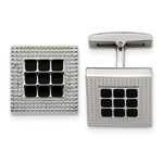Load image into Gallery viewer, Stainless Steel Polished Black Rubber Square CufflinksSRC330