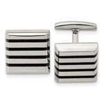 Load image into Gallery viewer, Stainless Steel Polished Black Rubber Square CufflinksSRC331