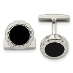 Load image into Gallery viewer, Stainless Steel Polished Black IP Scalloped Round CufflinksSRC342