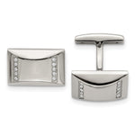 Load image into Gallery viewer, Stainless Steel Polished CZ Rectangle CufflinksSRC351