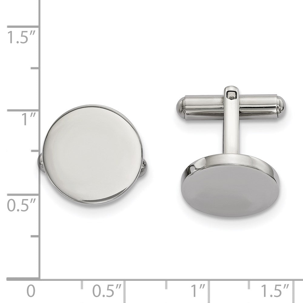Stainless Steel Polished Circle CufflinksSRC364