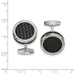 Load image into Gallery viewer, Stainless Steel Polished Zig Zag Black IP-plated Round CufflinksSRC380
