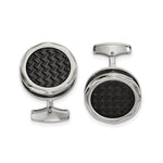 Load image into Gallery viewer, Stainless Steel Polished Zig Zag Black IP-plated Round CufflinksSRC380