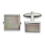 Load image into Gallery viewer, Stainless Steel Polished Rainbow Textured Square CufflinksSRC383