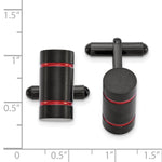Load image into Gallery viewer, Stainless Steel Brushed & Polished Black IP-plated w/Red Enamel Cuff LinksSRC407