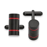 Load image into Gallery viewer, Stainless Steel Brushed & Polished Black IP-plated w/Red Enamel Cuff LinksSRC407