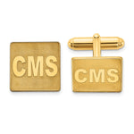Load image into Gallery viewer, Gold Plated/SS Raised Letters Square Monogram CufflinksXNA612GP