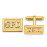 Load image into Gallery viewer, Gold Plated/SS Raised Letters Rectangle Monogram CufflinksXNA614GP