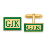 Load image into Gallery viewer, Gold Plated/SS Enameled Letters Rectangle Monogram CufflinksXNA616GP