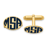 Load image into Gallery viewer, Gold Plated/SS Enameled Letters Oval Monogram CufflinksXNA622GP
