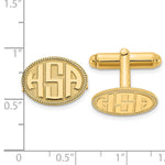 Load image into Gallery viewer, Gold Plated/SS Raised Letters Oval Border Monogram CufflinksXNA623GP