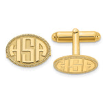 Load image into Gallery viewer, Gold Plated/SS Raised Letters Oval Border Monogram CufflinksXNA623GP