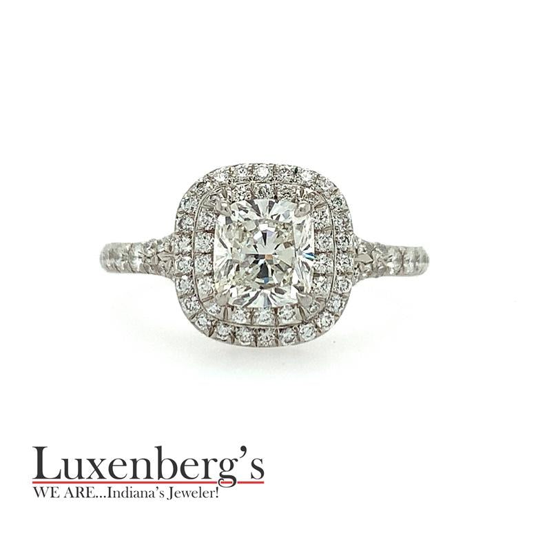 Tiffany Cushion Cut Double Halo Engagement Ring