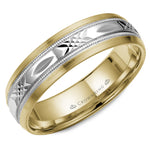 Load image into Gallery viewer, 14K White & Yellow Gold 6mm wide CrownRing wedding band