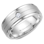 Load image into Gallery viewer, 14K White Gold 8mm wide CrownRing wedding band with a round diamond