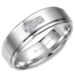 Load image into Gallery viewer, 14K White Gold 6mm wide CrownRing wedding band with three round diamond