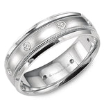 Load image into Gallery viewer, 14K White Gold 8mm wide CrownRing wedding band with six round diamond