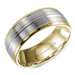 Load image into Gallery viewer, 14K White & Yellow Gold 8mm wide CrownRing wedding band