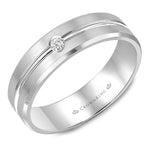 Load image into Gallery viewer, 14K White Gold 6mm wide CrownRing wedding band with a round diamond