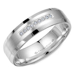 Load image into Gallery viewer, 14K White Gold  6mm wide CrownRing wedding band with nine round diamond
