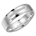 Load image into Gallery viewer, 14K White Gold 6mm wide CrownRing wedding band with nine round diamond