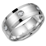 Load image into Gallery viewer, 14K White Gold  8mm wide CrownRing wedding band with six round diamond
