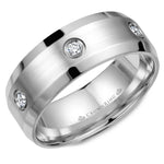 Load image into Gallery viewer, 14K White Gold 8mm wide CrownRing wedding band with six round diamond