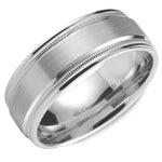 Load image into Gallery viewer, 14K White Gold 8mm wide CrownRing wedding band