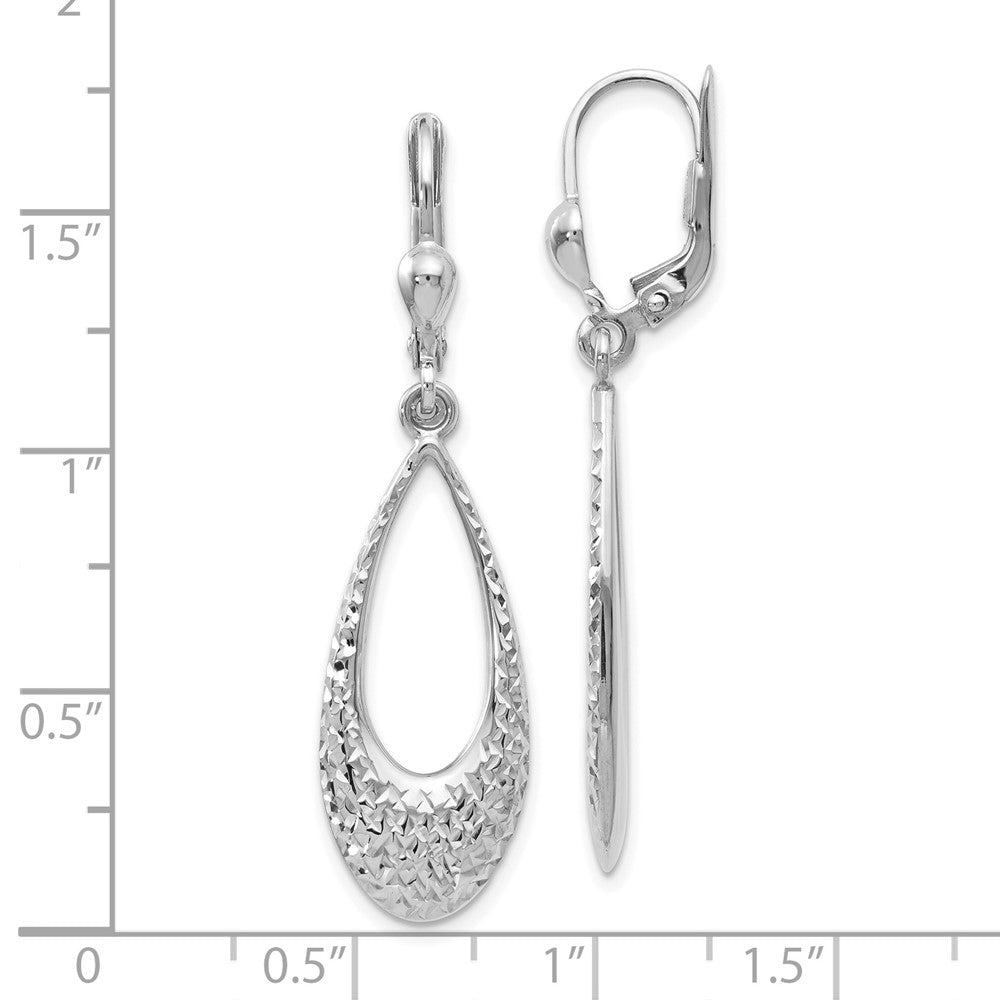 Leslie's 10K White Gold Polished & D/C Leverback Earrings10LE227