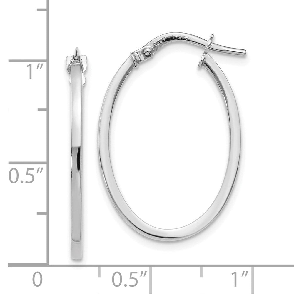 Leslie's 10K White Gold Polished Oval Hoop Earrings10LE428