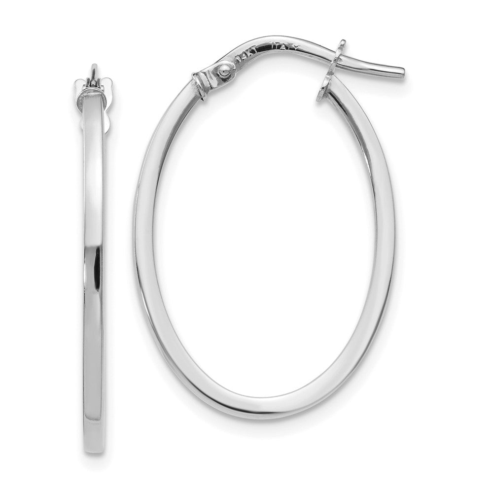 Leslie's 10K White Gold Polished Oval Hoop Earrings10LE428