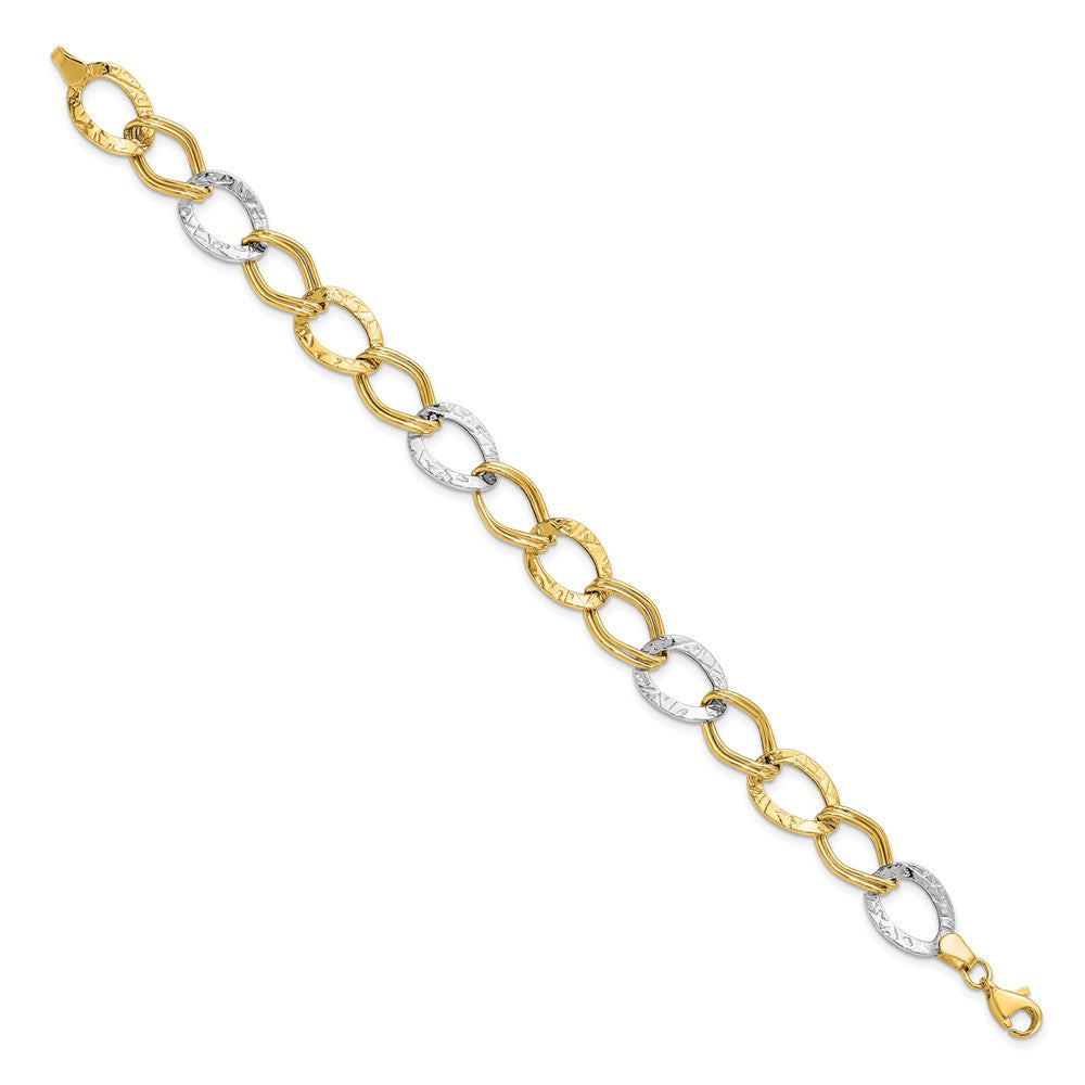 Leslie's 10K Two-tone Polished and Textured Link Bracelet10LF507-7.5