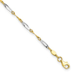 Load image into Gallery viewer, Leslie&#39;s 10K Two-tone Polished Fancy Link 1in ext. Anklet10LF548-9
