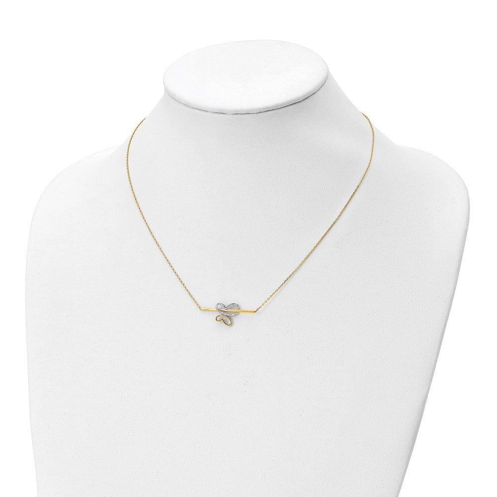 Leslie's 10K Rhodium-plated Polished D/C Butterfly Bar Necklace10LF605-18