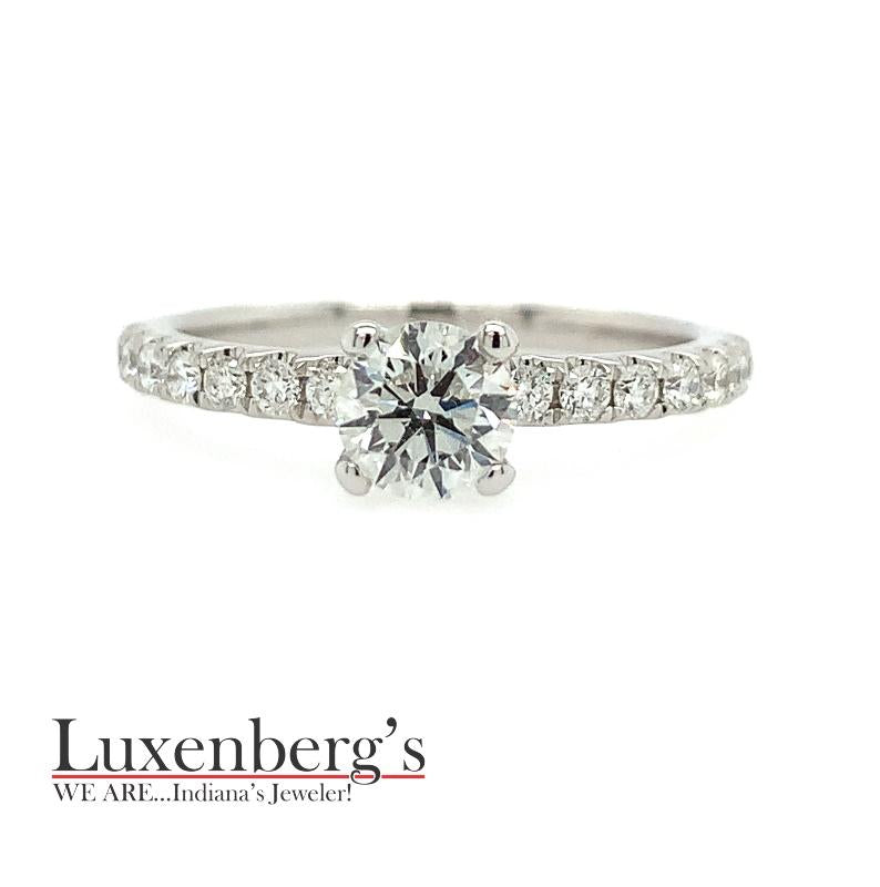 Round Brilliant Center with Shared Prong Sides Engagement Ring