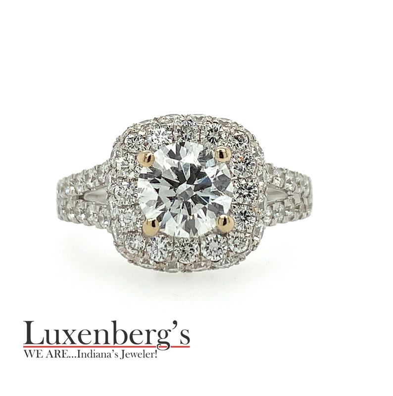 Double Pave Halo Engagement Ring