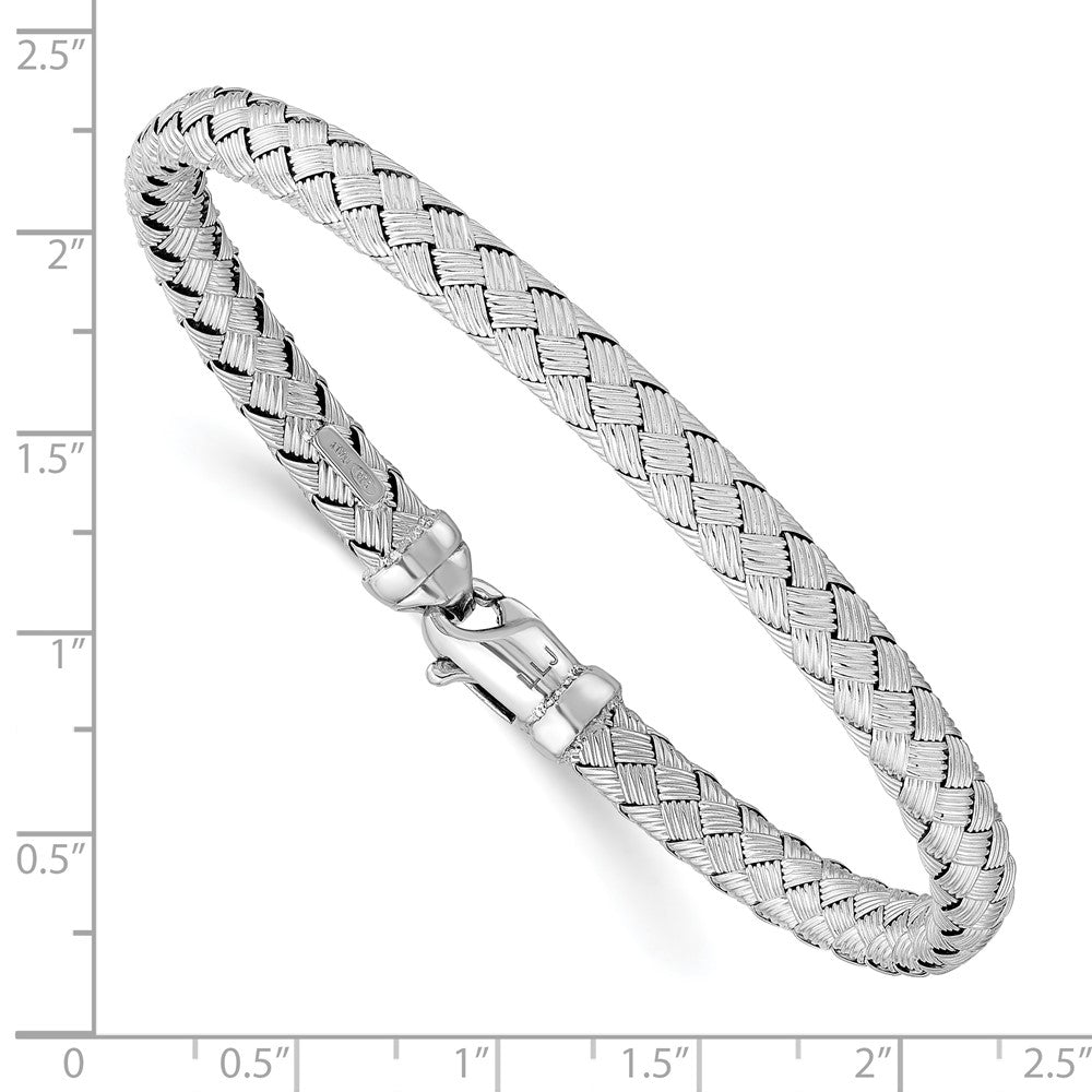 Leslie's Sterling Rhodium-plated Weaved Silver BangleFB98