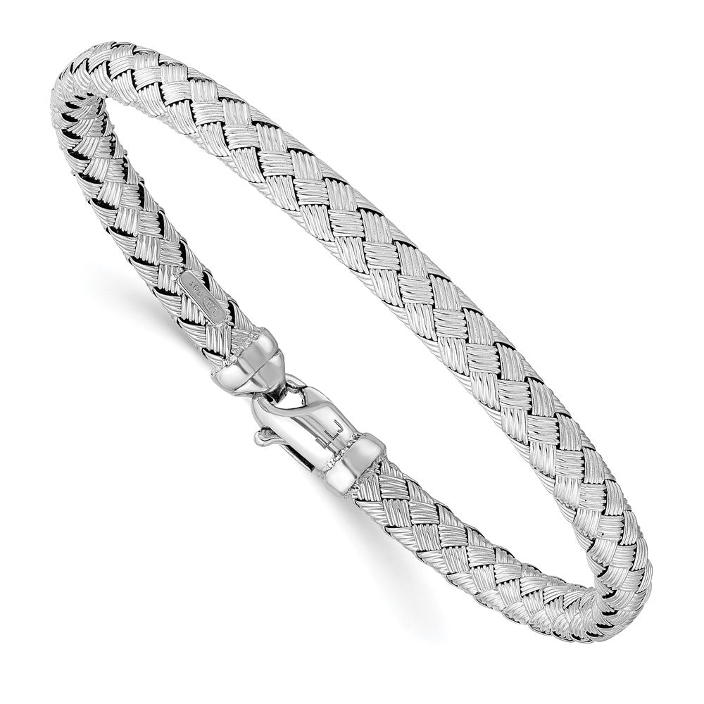 Leslie's Sterling Rhodium-plated Weaved Silver BangleFB98