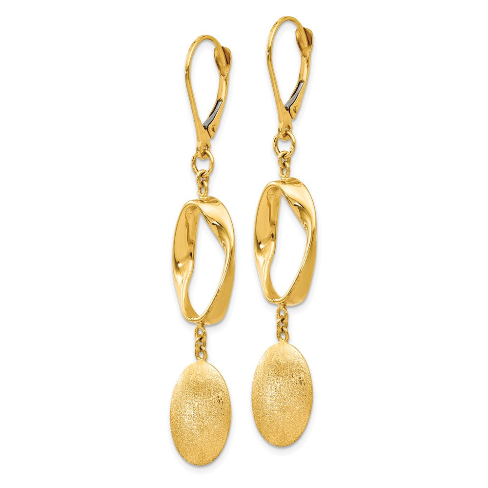 Leslie's 14K Polished Scratch-finish Leverback EarringsLE1288