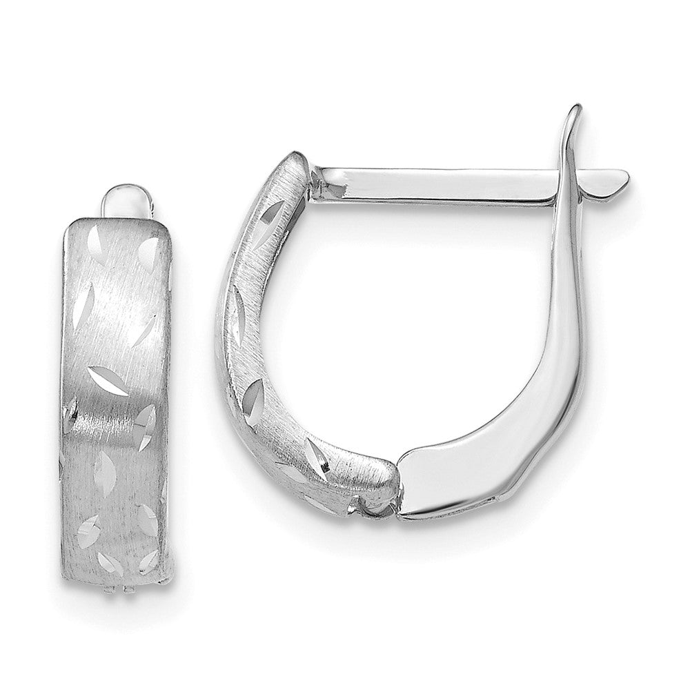 Leslie's 14K White Gold Polished Brushed D/C Hoop EarringsLE1330